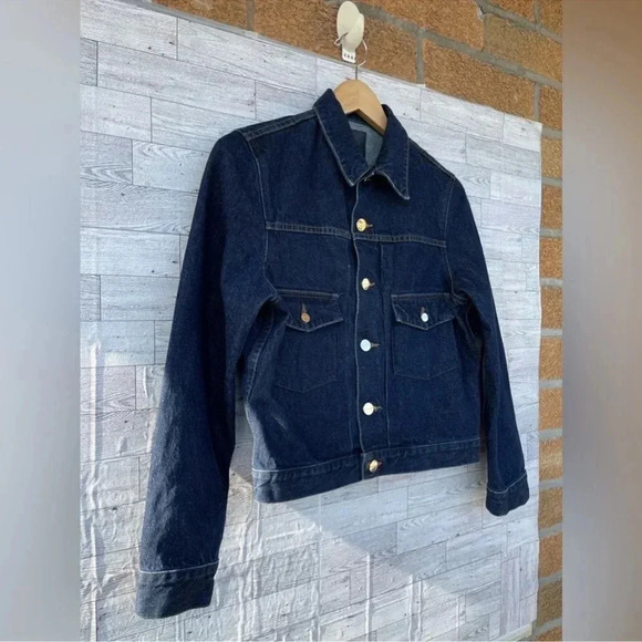 Goldsign The Pleat Cropped Denim Jacket size medium - Picture 2 of 12